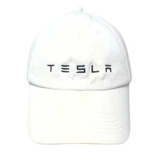 Tesla Slideback Hat White One Size Embroidered Adjustable 6 Panel